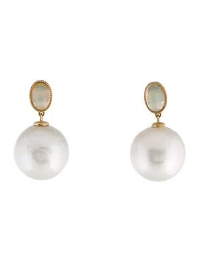 Pre-owned Kai Fine Jewelry 14k Pearl & Opal Drop Earrings In Multi