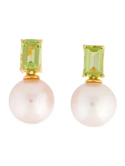 Pre-owned Kai Fine Jewelry 14k Pearl & Periodt Drop Earrings In Multicolor