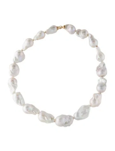 Pre-owned Kai Fine Jewelry 14k Pearl Bead Strand Necklace, 17" In Multi