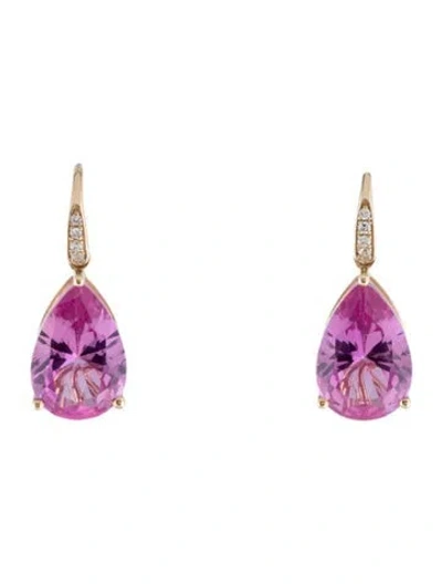 Pre-owned Kai Fine Jewelry 14k Syntheic Sapphire & Lab-grown Diamond Drop Earrings In Multicolor