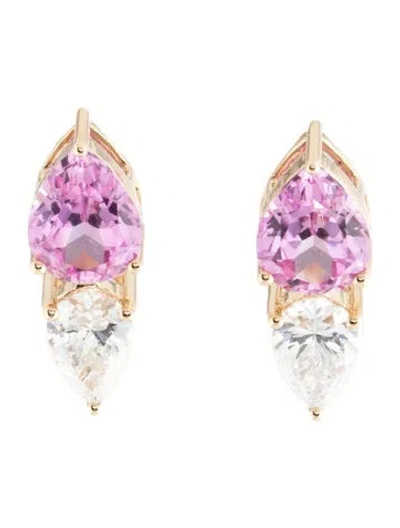 Pre-owned Kai Fine Jewelry 14k Synthetic Sapphire & Lab-grown Diamond Drop Earrings In Multicolor