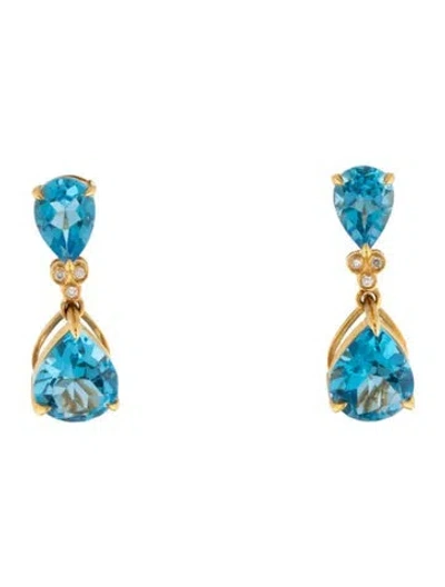 Pre-owned Kai Fine Jewelry 14k Topaz & Diamond Drop Earrings In Multicolor