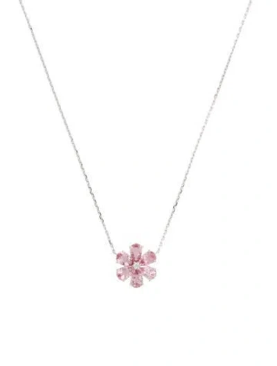 Pre-owned Kai Fine Jewelry 14k Tourmaline & Diamond Flora Blossom Pendant Necklace, 17.5" In Multicolor