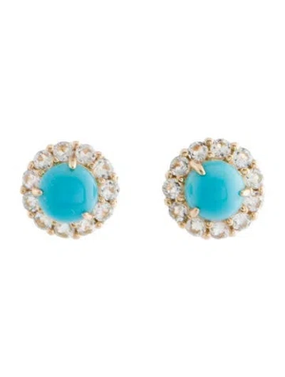 Pre-owned Kai Fine Jewelry 14k Turquoise & Aquamarine Stud Earrings In Multi