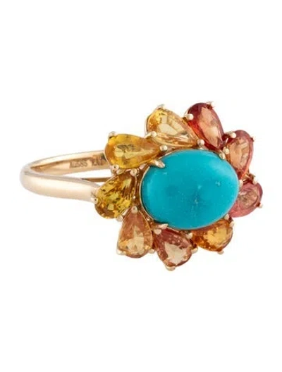 Pre-owned Kai Fine Jewelry 14k Turquoise & Sapphire Cocktail Ring In Multicolor