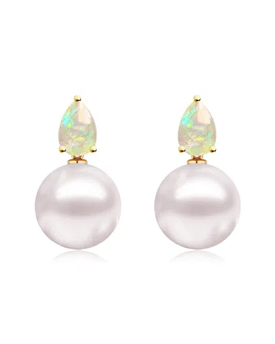 KAI FINE JEWELRY KAI FINE JEWELRY 14K 0.70 CT. TW. OPAL & 8-9MMMM PEARL DROP EARRINGS