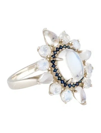 Pre-owned Kai Fine Jewelry Moonstone & Sapphire Cocktail Ring In Multi