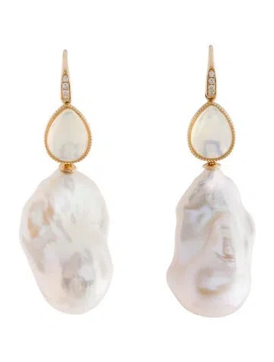 Pre-owned Kai Fine Jewelry Pearl, Opal & Diamond Convertible Drop Earrings In Multi
