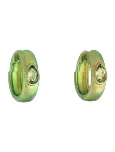 Pre-owned Kai Fine Jewelry Peridot Hoop Earrings In Multicolor