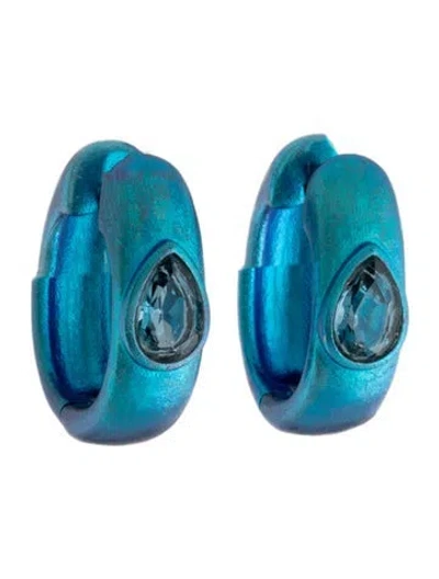 Pre-owned Kai Fine Jewelry Topaz Huggie Earrings In Blue