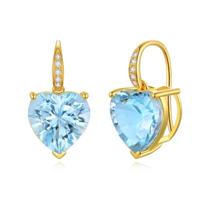 Kai Fine Jewelry Women's Gold / Blue Solid Gold Natural Heart Topaz & Diamond Drop Earrings
