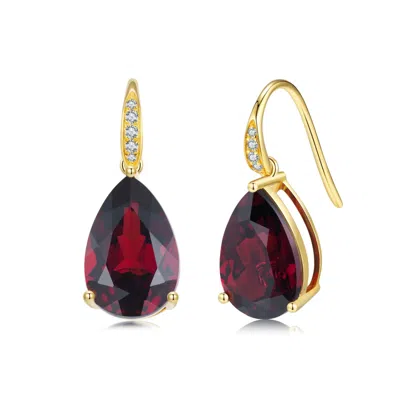 Kai Fine Jewelry Women's Red / Gold Solid Gold Natural Pear Garnet & Diamond Drop Earrings In Multi