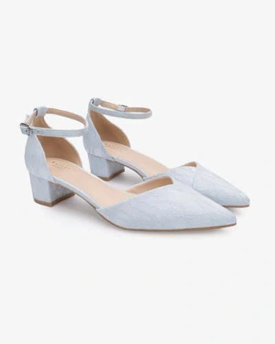 Kailee P. Kailee P Adele Lace Pointy Toe Block Heel With Ankle Strap In Blue