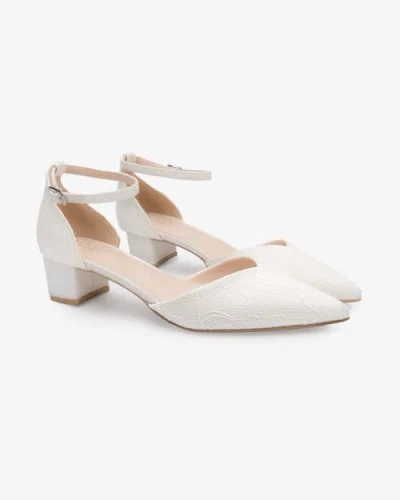 Kailee P. Kailee P Adele Lace Pointy Toe Block Heel With Ankle Strap In White