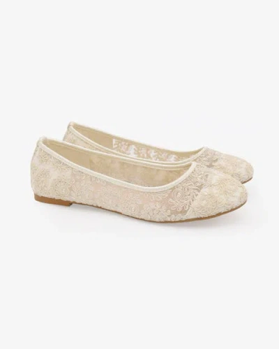 Kailee P. Kailee P Baba Crochet Lace Ballet Flats In Neutral