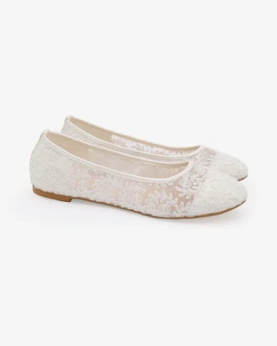 Kailee P. Kailee P Baba Crochet Lace Ballet Flats In White