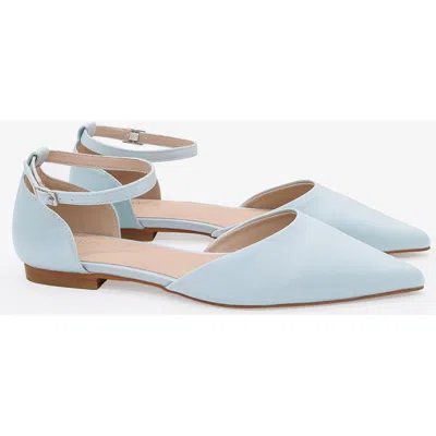 Kailee P. Kailee P Bella Satin Pointed Toe Ankle Strap In Blue