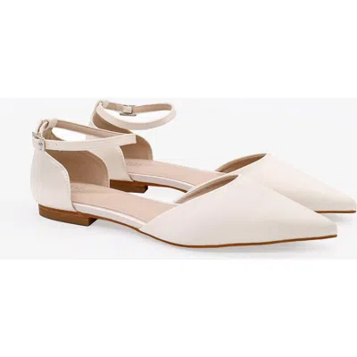 Kailee P. Kailee P Bella Satin Pointed Toe Ankle Strap In White