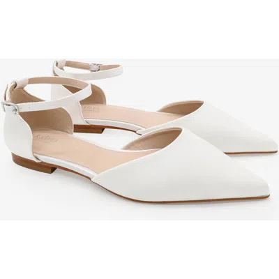 Kailee P. Kailee P Bella Satin Pointed Toe Ankle Strap In White
