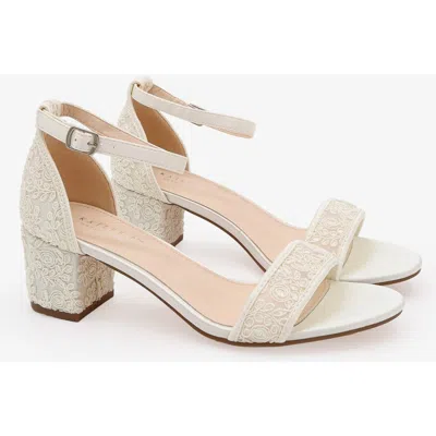 Kailee P. Kailee P Jackie Crochet Lace Block Heel Wedding Sandals In White