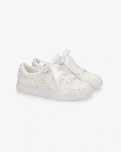 Kailee P. Kailee P Lucy Rock Glitter Wedding Platform Sneakers In White
