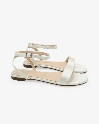 Kailee P. Kailee P Maddy Satin Flat Sandal With Ankle Strap In White