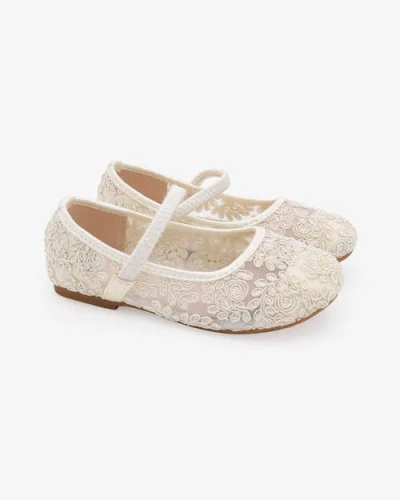 Kailee P. Kids' Kailee P Pas Crochet Lace Mary Jane Flats In Neutral