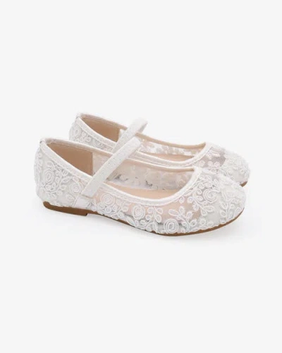 Kailee P. Babies' Kailee P Pas Crochet Lace Mary Jane Flats In White