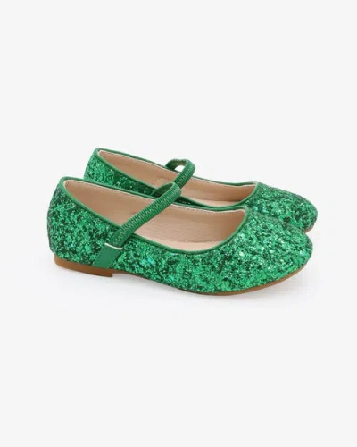 Kailee P. Kids' Kailee P Ridley-rg Rock Glitter Mary Jane Ballet Flats In Green