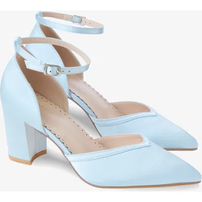 Kailee P. Kailee P Sally Satin Block Heels Wedding Shoes In Blue