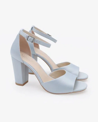 Kailee P. Kailee P Sasha Satin Block Heel Wedding Sandals In Blue