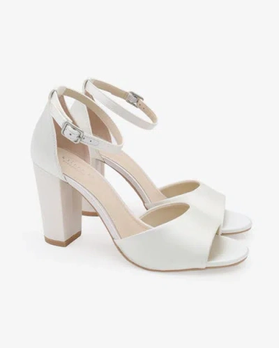 Kailee P. Kailee P Sasha Satin Block Heel Wedding Sandals In White