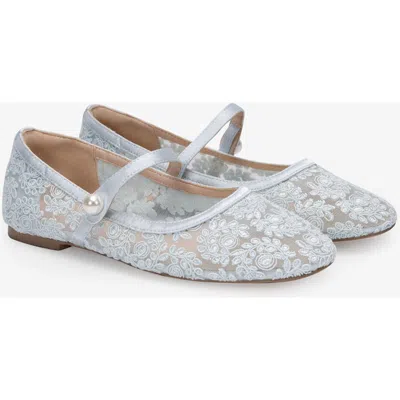Kailee P. Kailee P Zora Crochet Lace Mary Jane Wedding Flats In Blue