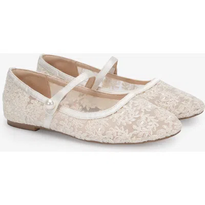 Kailee P. Kailee P Zora Crochet Lace Mary Jane Wedding Flats In White
