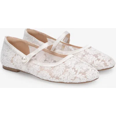 Kailee P. Kailee P Zora Crochet Lace Mary Jane Wedding Flats In White