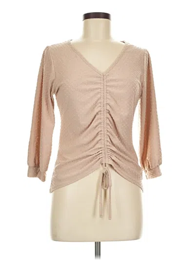Pre-owned Kaileigh 3/4 Sleeve Blouse In Tan