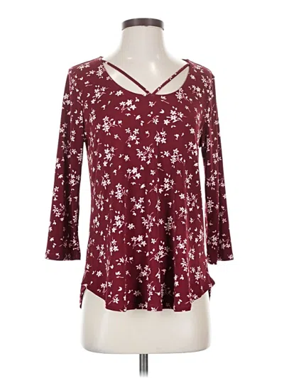 Pre-owned Kaileigh 3/4 Sleeve Top Burgundy Keyhole Neckline Tops