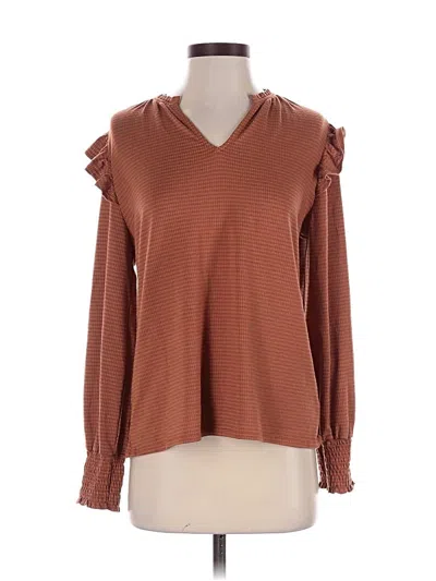Pre-owned Kaileigh Long Sleeve Blouse In Brown