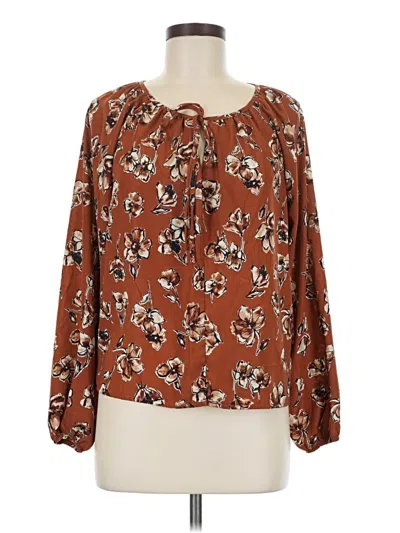 Pre-owned Kaileigh Long Sleeve Blouse In Brown