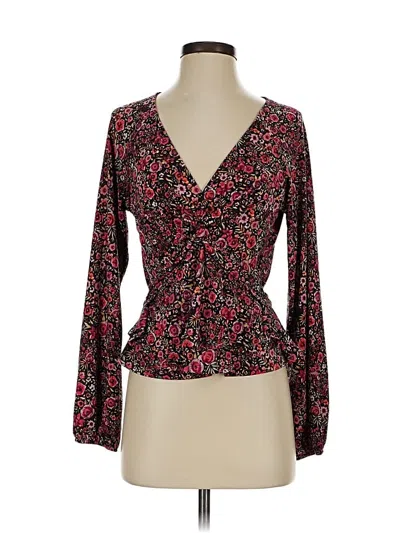 Pre-owned Kaileigh Long Sleeve Blouse In Burgundy