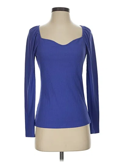 Pre-owned Kaileigh Long Sleeve Top Blue Sweetheart Neckline Tops