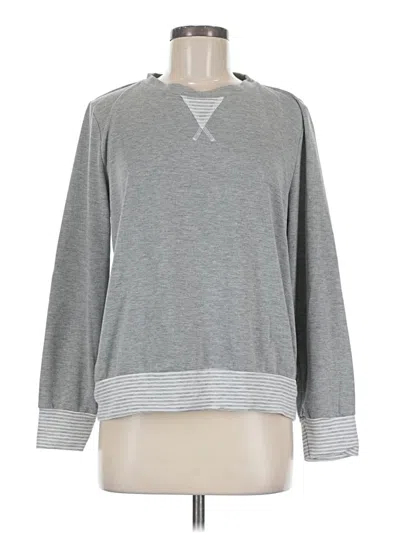 Pre-owned Kaileigh Long Sleeve Top Gray Crew Neck Tops