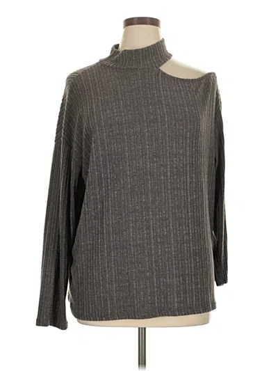 Pre-owned Kaileigh Long Sleeve Top Gray Turtleneck Tops