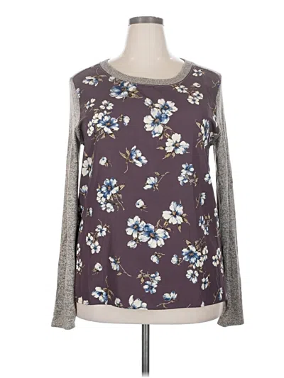Pre-owned Kaileigh Long Sleeve Top Purple Boatneck Tops