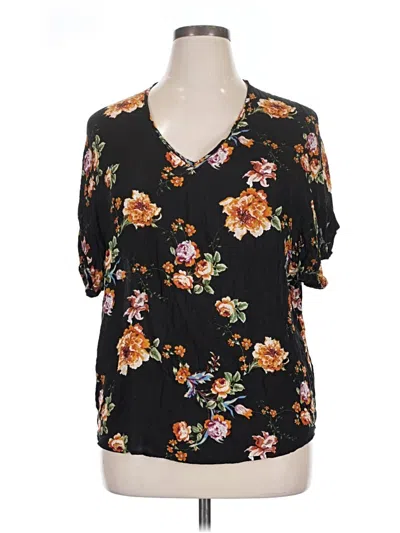 Pre-owned Kaileigh Short Sleeve Blouse In Black