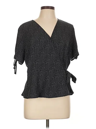 Pre-owned Kaileigh Short Sleeve Blouse In Black