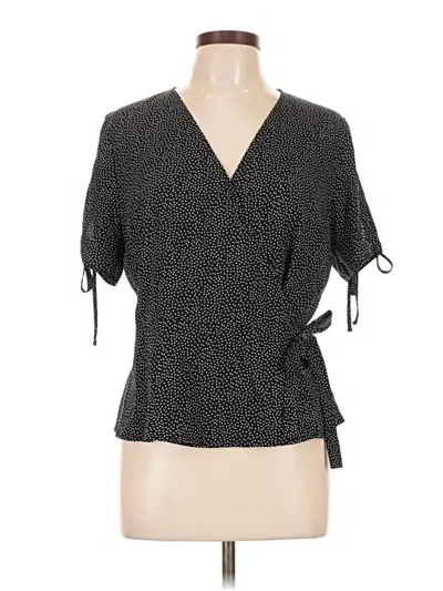 Pre-owned Kaileigh Short Sleeve Blouse In Black