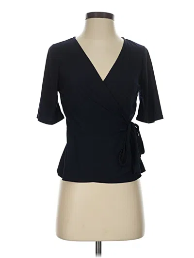 Pre-owned Kaileigh Short Sleeve Blouse In Black