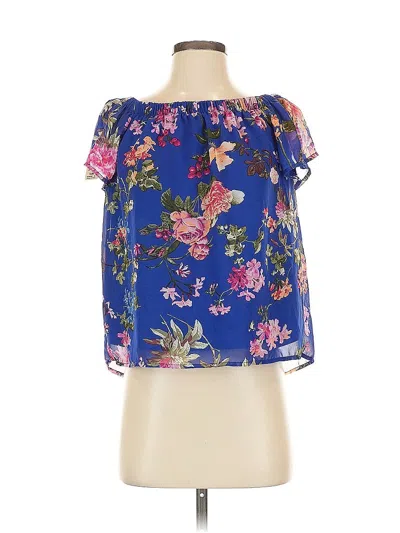 Pre-owned Kaileigh Short Sleeve Blouse In Blue