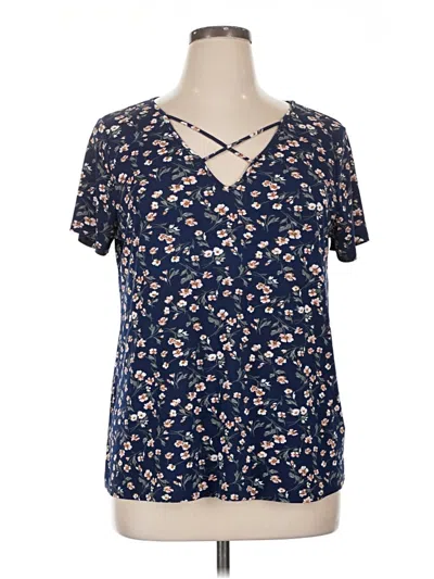 Pre-owned Kaileigh Short Sleeve Blouse In Blue